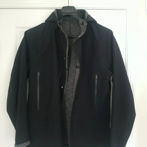 $298 LULULEMON Palindro Jacket Sz XL Black Heathered Black Waterproof Reversible - Picture 4 of 8